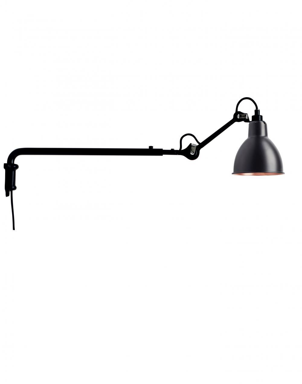 Lampe Gras 203 Wall Lamp Black Shade With Copper Interior Round