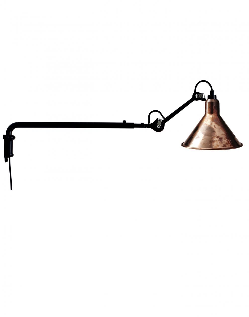 Lampe Gras 203 Wall Lamp Raw Copper Shade With White Interior Conic