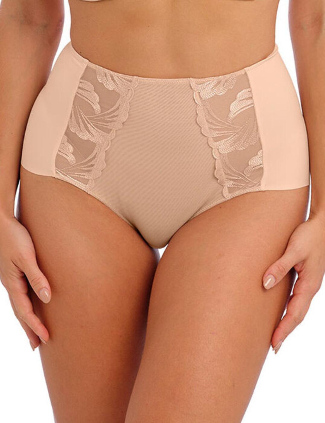 The timeless Anoushka collection by Fantasie boasts chic lingerie designs with elegant swirl embroidery details. This classic high waist brief has a scalloped clean-cut back leg that creates a smooth finish and reduces VPL. The flattering high-rise waist and moderate rear coverage ensure a comfortable fit that is perfect for all-day wear. For an elegant coordinated look, wear with matching lingerie from the Anouska series by Fantasie.  Elegant swirl embroidery Flattering high waist design Moderate rear coverage Clean cut back Matching lingerie available Country of origin: Sri Lanka Composition: 71% Polyamide &pipe; 23% Elastane &pipe; 6% Polyester Listed in UK sizes  58405-102761-1340282 3218 High-Waist Brief
