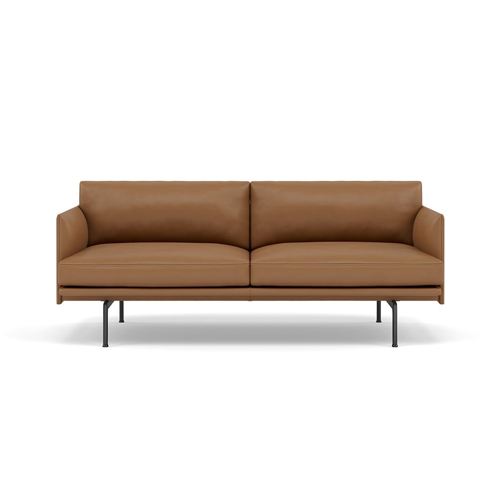 Outline 3seater Sofa Black Refine Leather Cognac