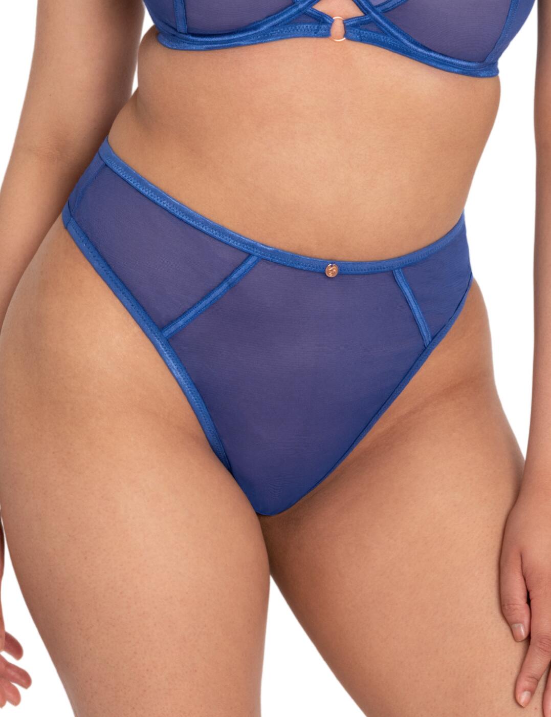 An interesting way to spice things up is to wear this sexy Exposed thong from Scantilly by Curvy Kate. The minimalistic style on the back is offset by the full front with a high-waisted design. This gives you an alluring combination of modesty and cheekiness. The semi-transparent mesh material is accentuated by the opaque seams, offering a stylish look. As a final little detail, the thongs feature a sexy triangle keyhole opening on the back with an added lace panel.  Sexy thongs Semi-transparent materials Opaque seam detailing Beautiful small lace detail in a keyhole opening on the back High-rise No rear coverage Matching coordinates available Country of origin: China Composition: Main - 85% Polyamide &pipe; 15% Elastane Composition: Lace - 90% Polyamide &pipe; 10% Elastane Composition: Gusset Liner - 100% Cotton Listed in UK sizes  53943-96626-1255593 ST011212 Thong