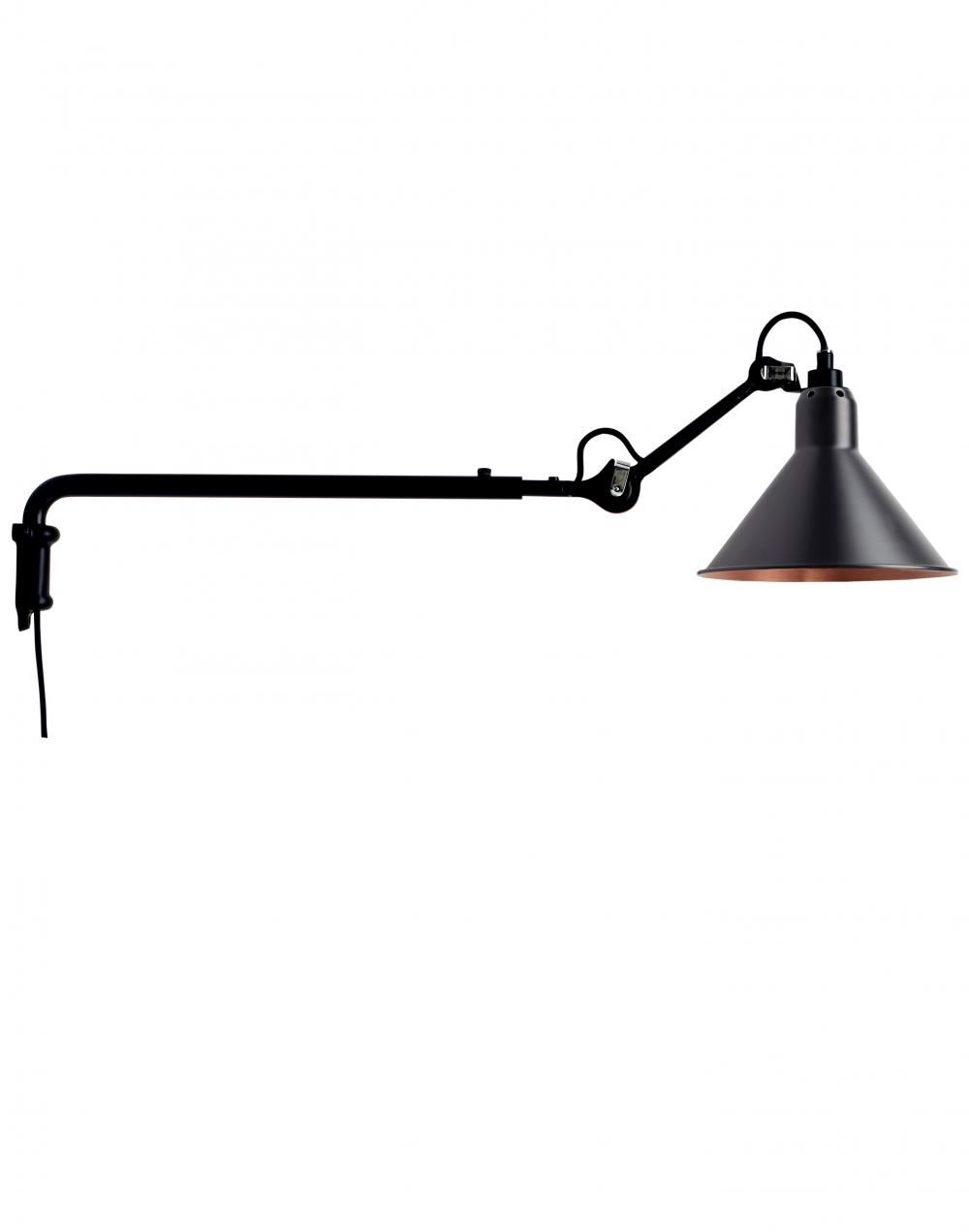 Lampe Gras 203 Wall Lamp Black Shade With Copper Interior Conic