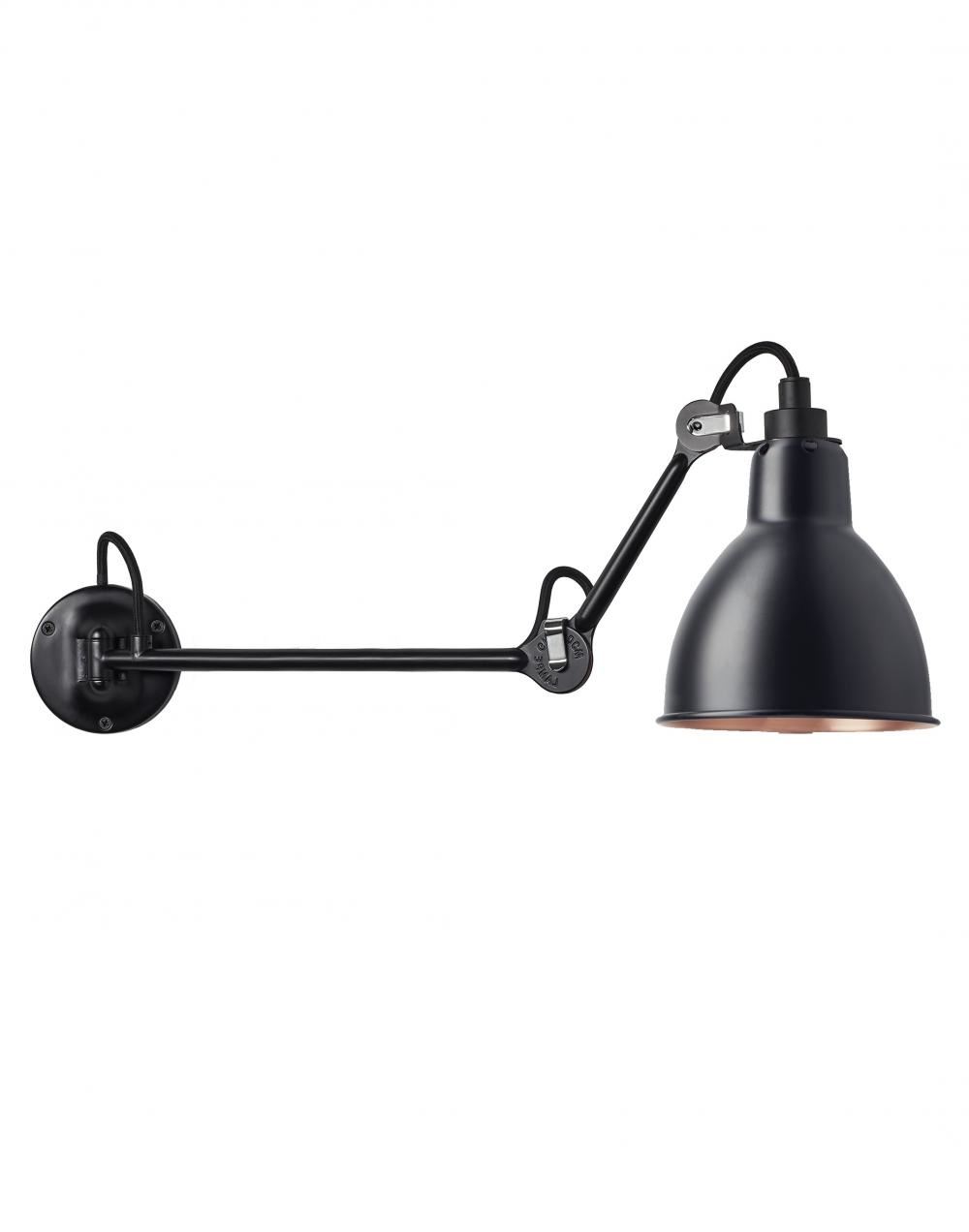 Lampe Gras 204 Wall Light Large Black With Copper Interior