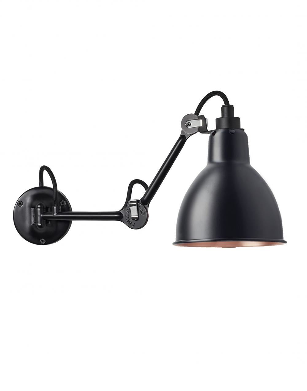 Lampe Gras 204 Wall Light Small Black With Copper Interior