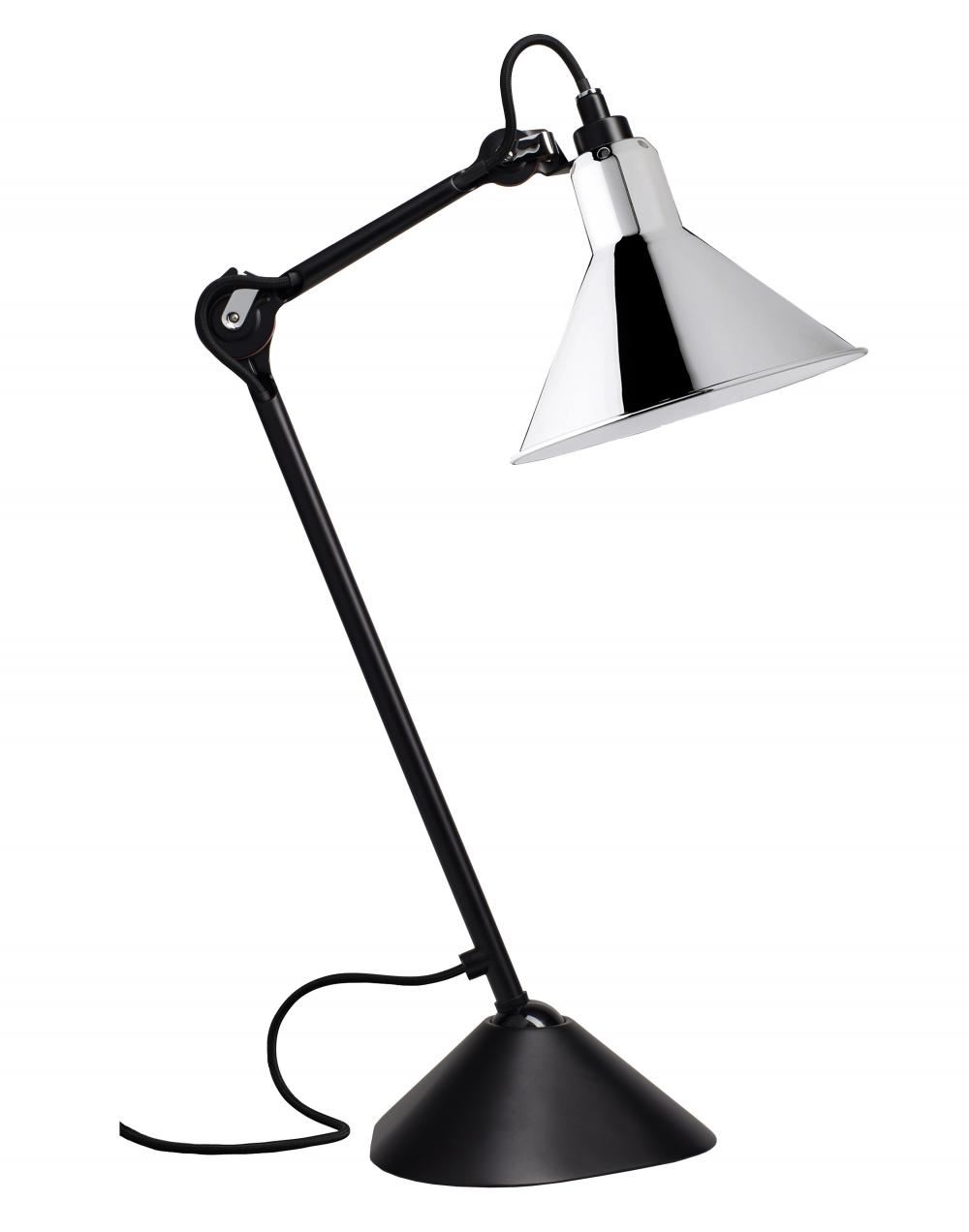 Lampe Gras 205 Table Lamp Satin Black Arm Chrome Shade Conic