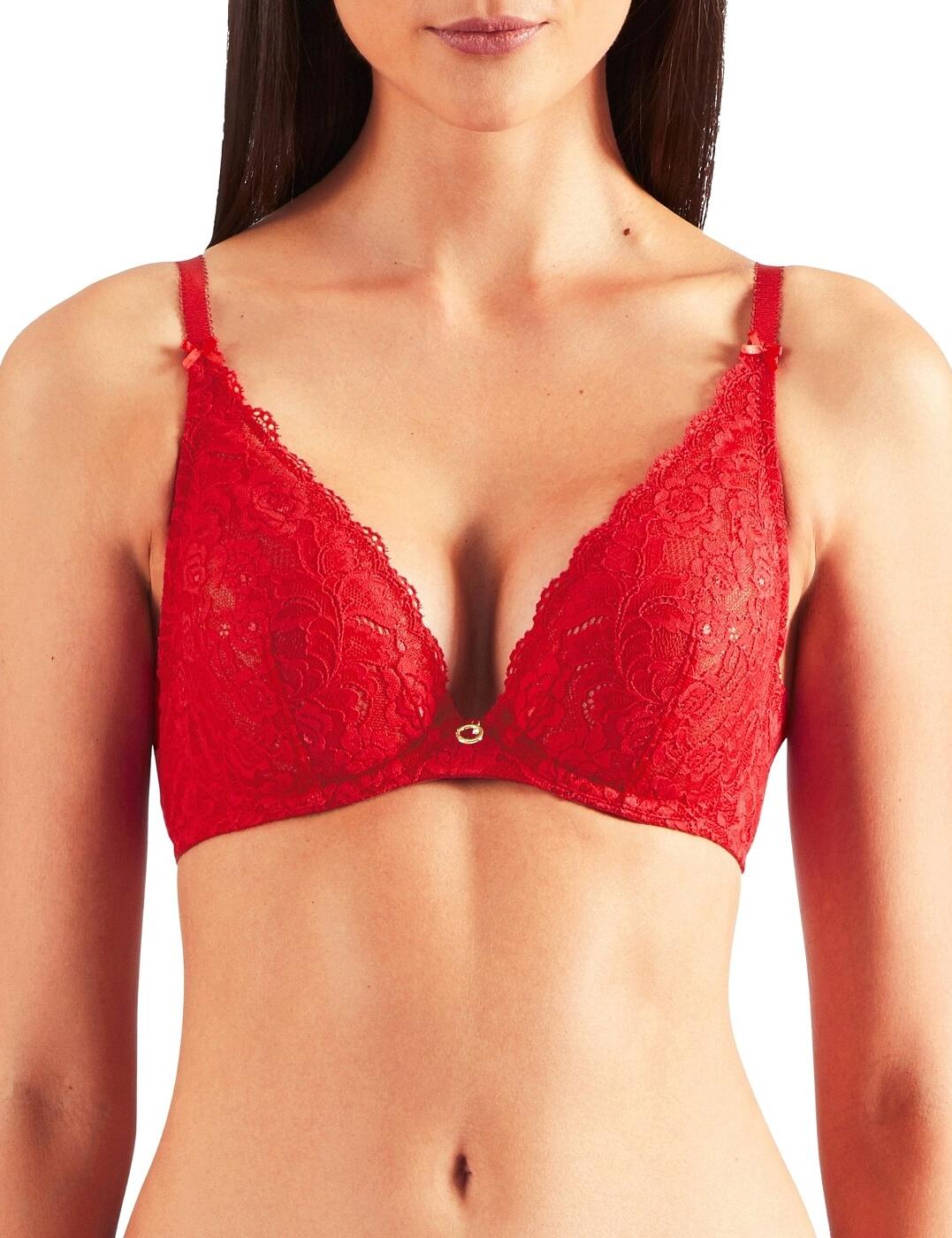The perfect combination of seductive charm and comfort has arrived straight out of the genius designs of Aubade. Adorned with delicate stretchy dentelle jacquard this romantic triangle plunge cut was designed with luxury and comfort in mind. The model is underwired and nonpadded for extra comfort and support while the adjustable straps adapt to your every need. A luxurious crystal adorns the centre of the bra sat below an exquisite ring with the brand logo on it. You will always be able to rely on this bra to frame your look seductively.  Seductive and comfortable Adjustable straps Wired Non-padded Crystal detail Dentelle jacquard material Composition: Cup lace: 82% Polyamide &pipe; 18% Elastane Composition: Lace back: 82% Polyamide &pipe; 18% Elastane Listed in UK sizes  46355-85070-1136819 HK12 Plunge Bra