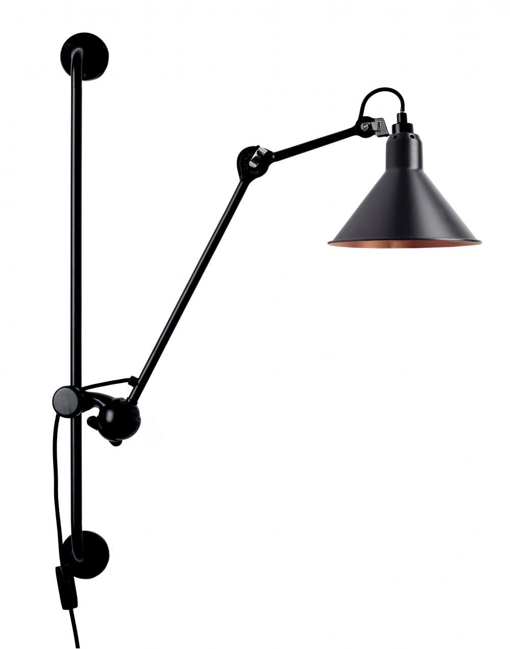 Lampe Gras 210 Wall Light Black Shade With Copper Interior Conic