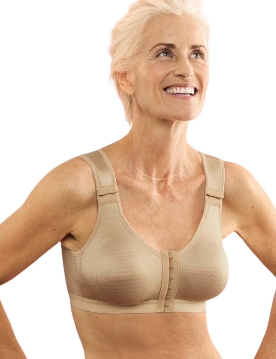 This front closure bra from the London range by Anita care is designed to help if lymphoedema occurs after breast surgery. The textured structure of this bra has a massaging and draining effect on the subcutaneous tissue and minor lymph vessels. This bra is very breathable and is non-wired for a very natural fit and feel. This bra has very wide, adjustable straps, allowing you to find a comfortable, individual fit. This bra secures at the front with several hook and eyes.  Anita care are experts in bras Textured structure has a massaging and draining effect on subcutaneous tissue Very breathable Non-wired, non-padded Wide, adjustable straps Secures at the front with several hook and eyes Composition: 52% Nylon &pipe; 20% Elastane &pipe; 17% Polyurethane &pipe; 11% Polyester  Listed in UK sizes  43312-85085-1133731 1100 Mastectomy Bra