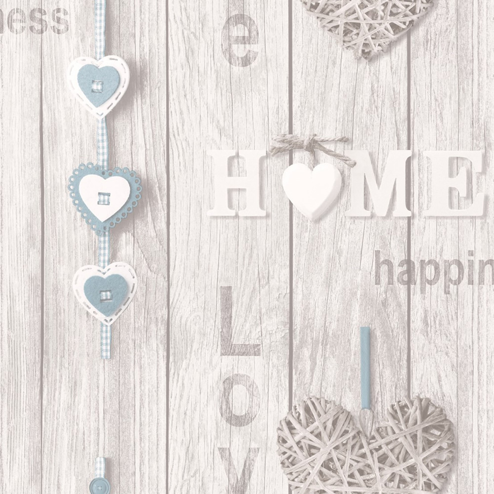 Fine Decor Fine Décor Wood Panel Wallpaper Wooden Effect Love Hearts Distressed, Grey