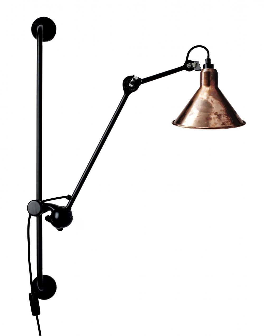 Lampe Gras 210 Wall Light Raw Copper Shade With White Interior Conic