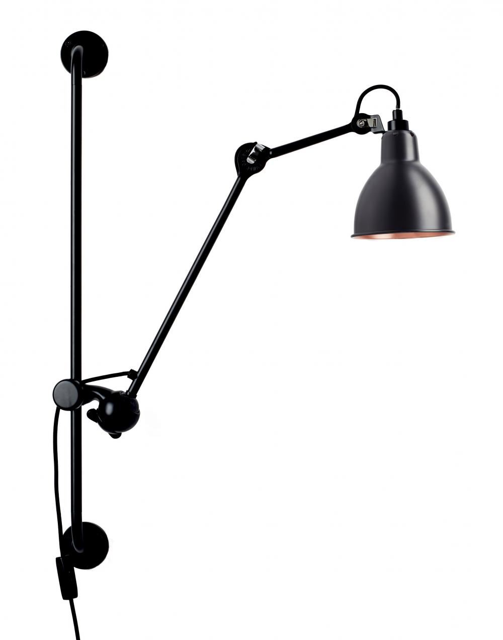 Lampe Gras 210 Wall Light Black Shade With Copper Interior Round