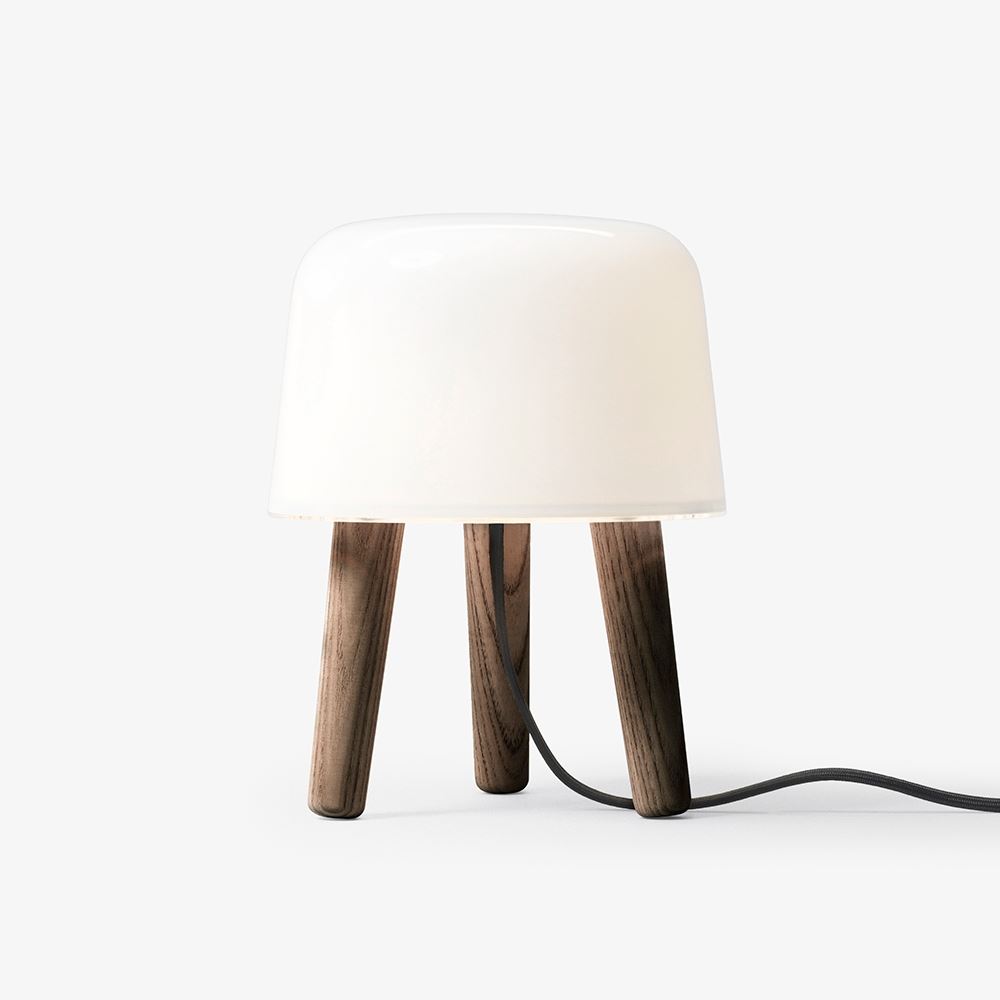 Milk Table Light Smoked Oiled Ash Legs Black Cable