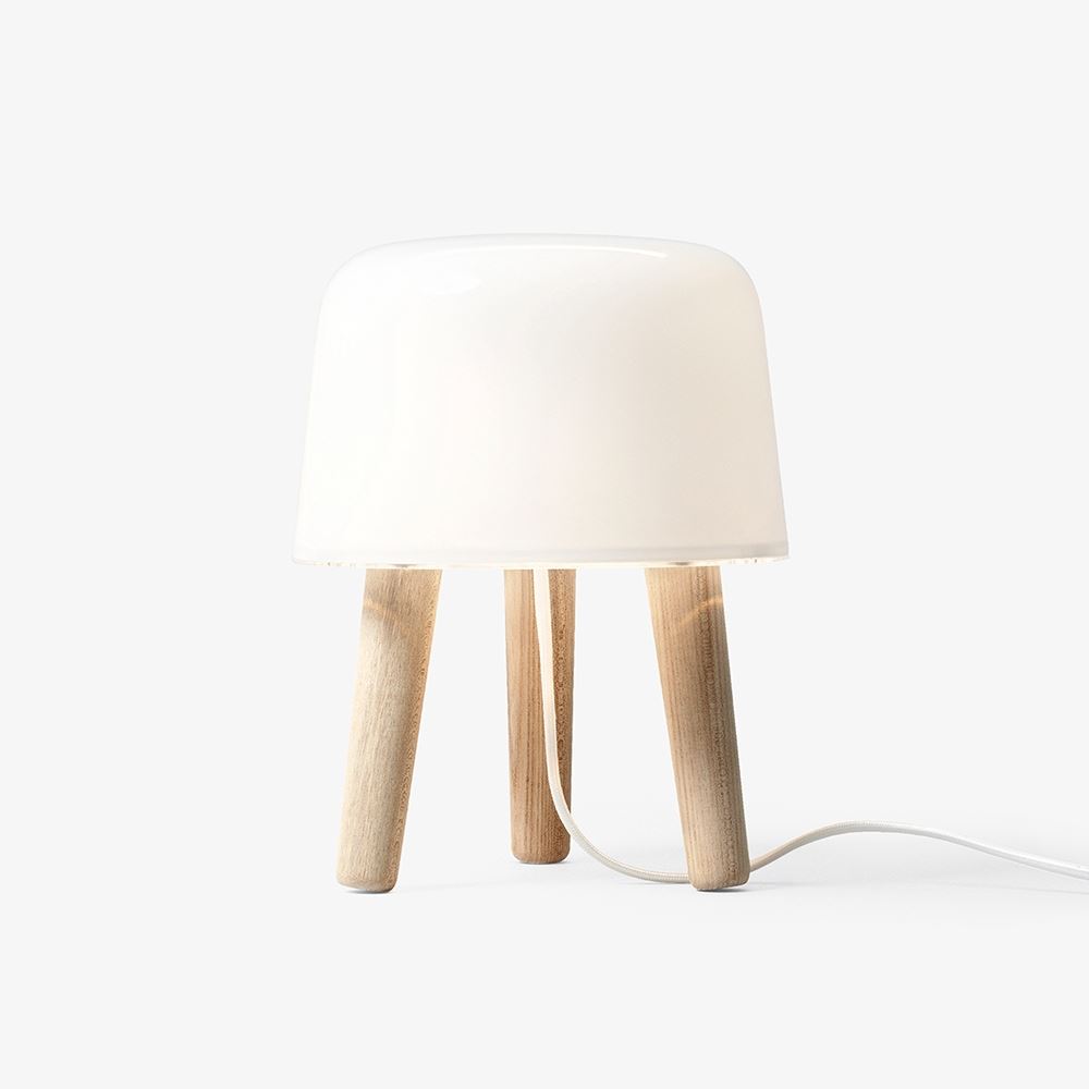 Milk Table Light Natural Ash Legs White Cable