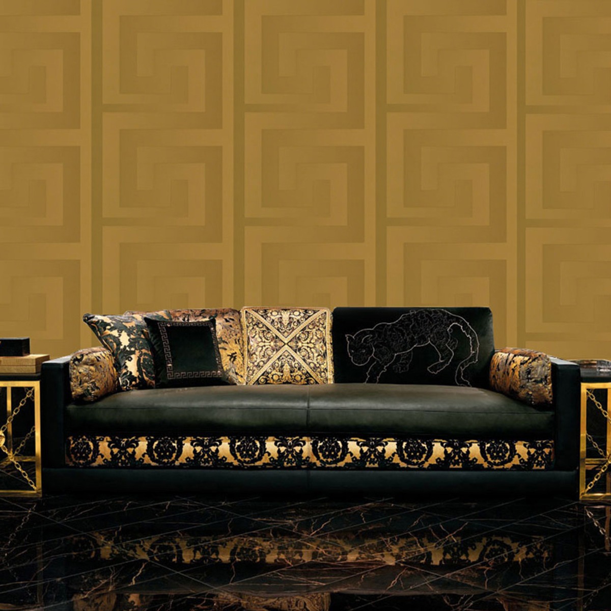 Versace Wallpaper Gold Luxury Satin Modern Designer Greek Key, Gold