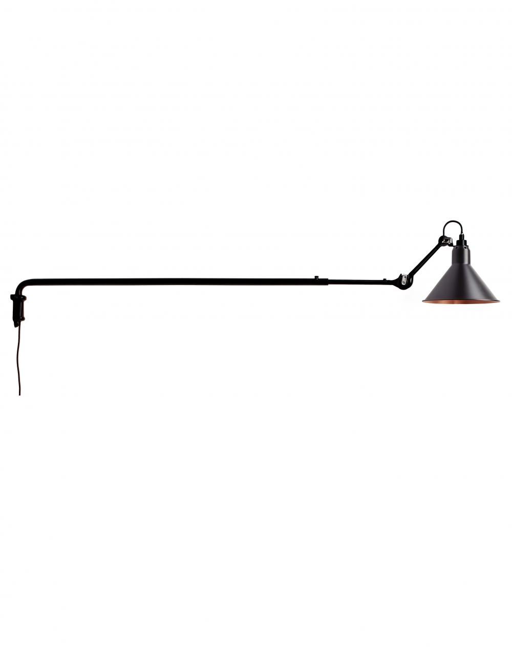 Lampe Gras 213 Wall Light Black Shade With Copper Interior Conic
