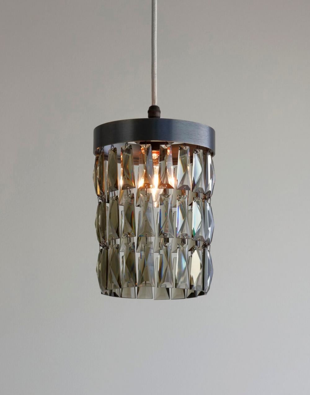 Tigermoth Smoke Crystal Mini Pendant Bronze With Gunmetal Flex Designer Pendant Lighting