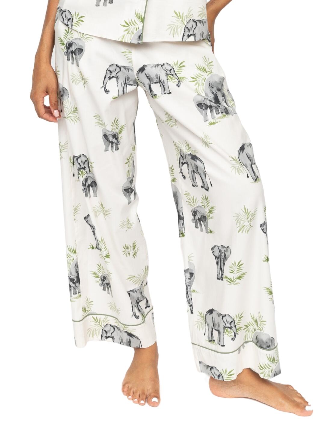 Enjoy charming new designs this season such as the Cyberjammies Eloise pyjama bottoms. Crafted with care and attention to detail, these bottoms boast a long length that is perfect for cooler nights. On top of that, the adorable elephant print adds a touch of charm and whimsy, making you feel like you're sleeping in a dreamy safari. No need to compromise comfort for style, as these pyjama bottoms come with a drawstring waist for a customizable fit. And to add a touch of sophistication, they've included contrasting piping that elevates the look to extraordinary. But that's not all, these pyjama bottoms also come with pockets on both sides. These pyjama bottoms also have matching coordinates available, so you can complete the set and have the ultimate stylish sleepwear ensemble.