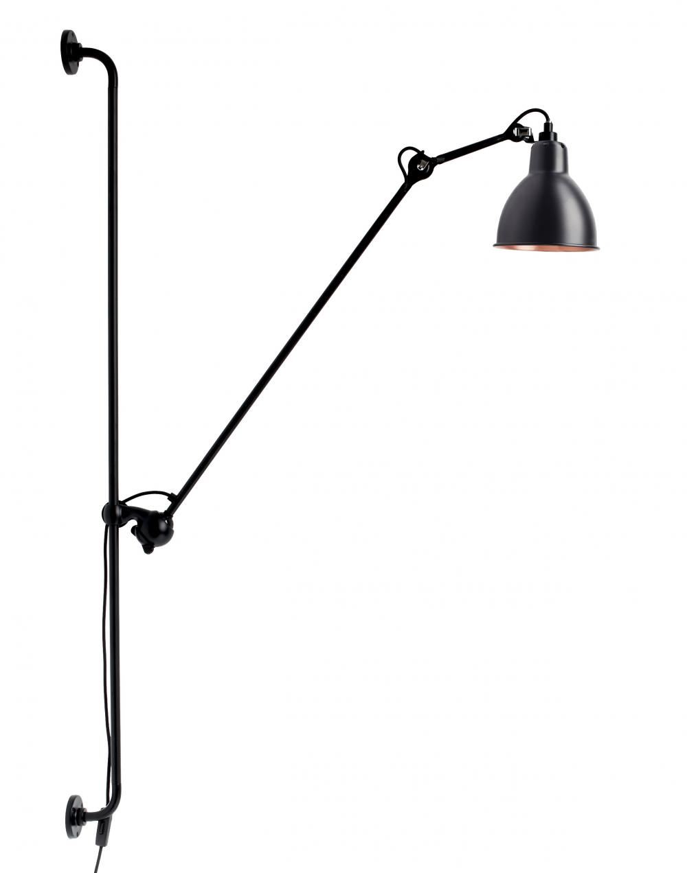 Lampe Gras 214 Wall Light Black Shade With Copper Interior Round