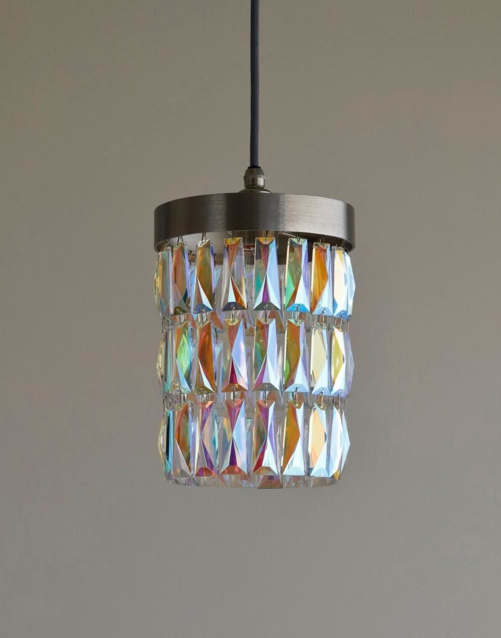 Tigermoth Petrol Crystal Mini Pendant Bronze With Gunmetal Flex Designer Pendant Lighting