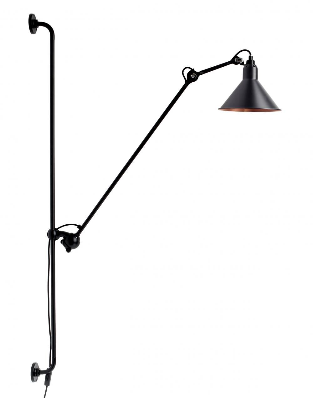 Lampe Gras 214 Wall Light Black Shade With Copper Interior Conic