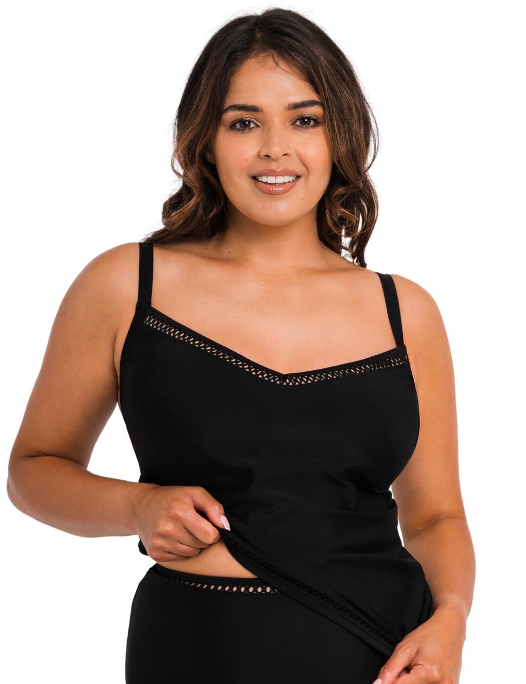 This tankini from Curvy Kate represents true comfort in a First Class design. The simplistic design is offset by the trendy criss-cross trimming on the top and bottom of this tankini top, giving you a stylish look. The deep plunging neckline accentuates your curves, while the classic tankini style provides great coverage and hide any imperfections of your midsection. The adjustable shoulder straps allow for a multiway design - you can wear them traditionally over the shoulder, in a cross back X-style or as a halterneck.  Deep plunging neckline Smooth elastic material Adjustable multiway shoulder straps Lifestyle fit Wear with matching coordinates Country of origin: China Listed in UK sizes  54199-96916-1252592 CS020407 Non-Padded Tankini Top