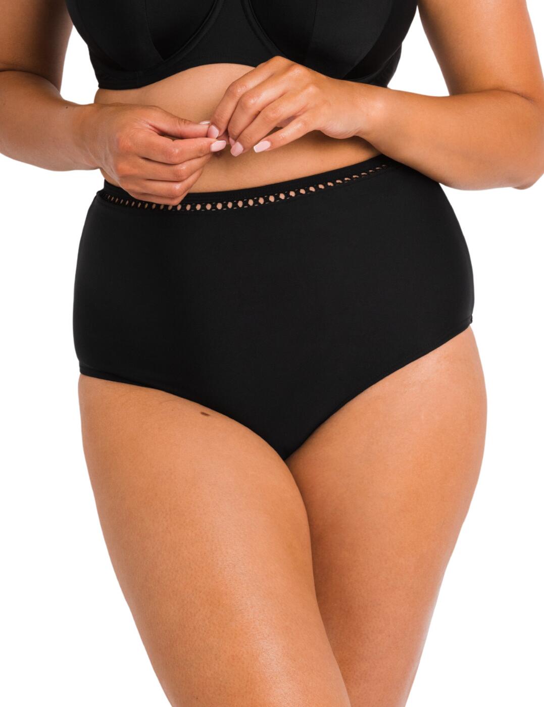 The classy style of these First Class bikini briefs from Curvy Kate will make your outing to the beach that much more comfortable and stylish. The smooth elasticated fabric, coupled with the full coverage design is incredibly comfortable to wear. The higher waist hides any imperfections of the midsection and adds another layer to your trendy look. As a cherry on top, the criss-cross cutout detail on the waistline trimming looks modern and chic.