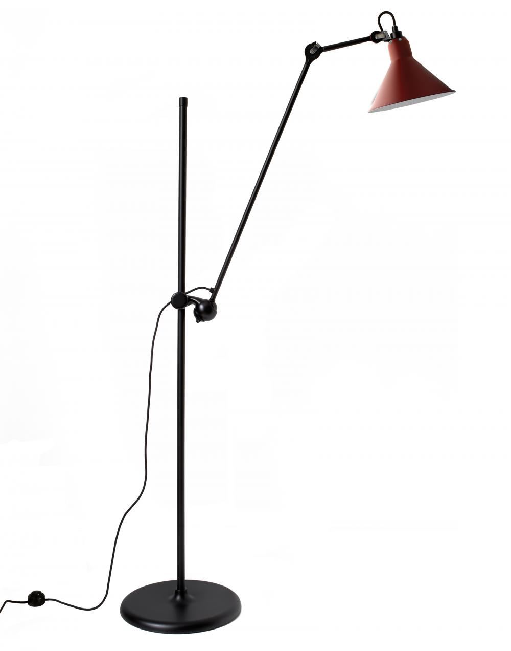 Lampe Gras 215 Floor Lamp Red Shade Black Body Conical Shade