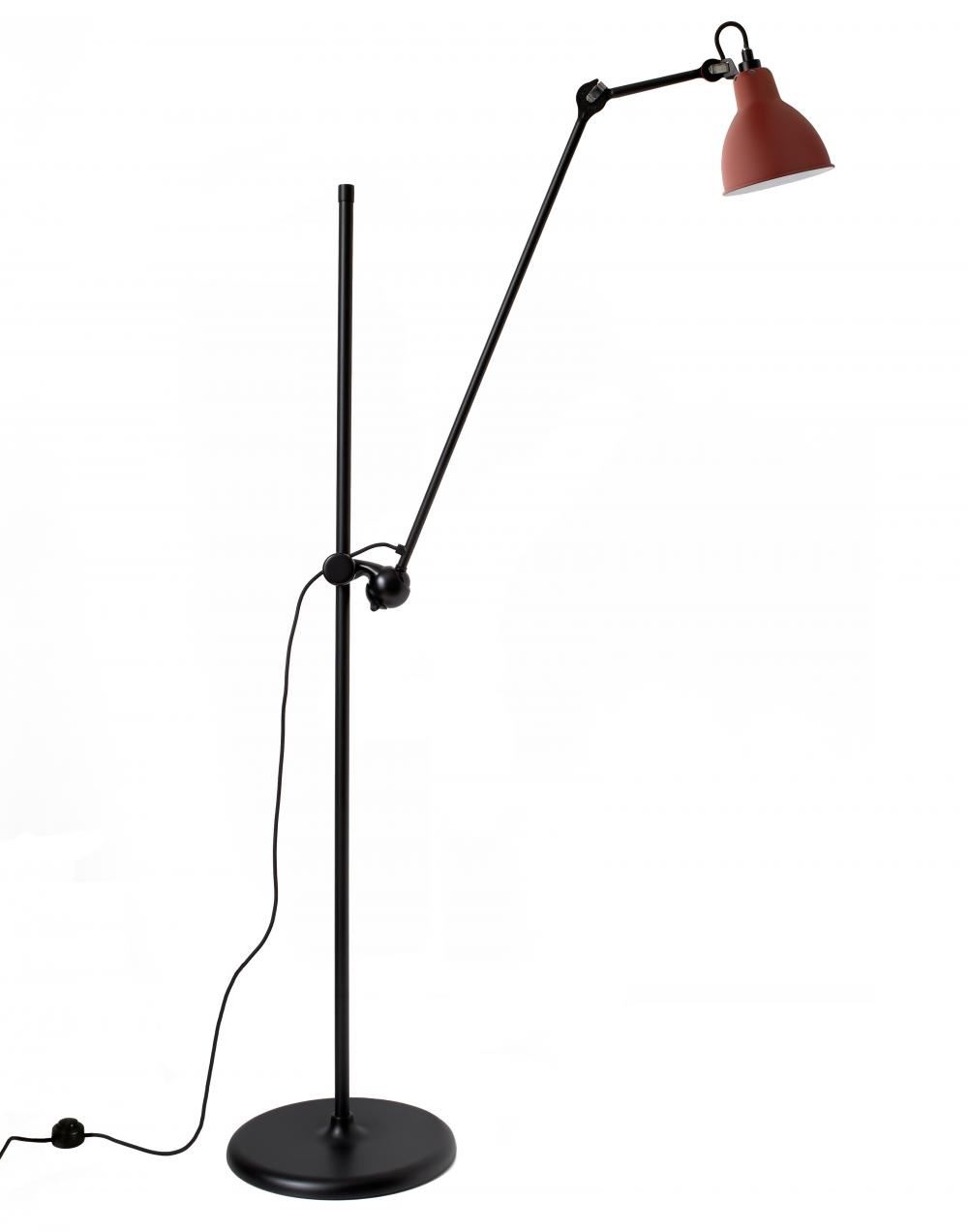 Lampe Gras 215 Floor Lamp Red Shade Black Body Round Shade