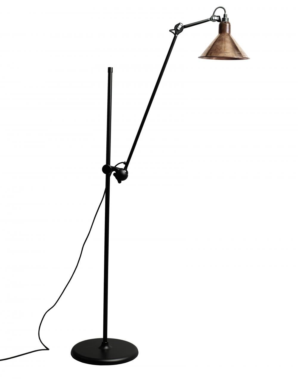 Lampe Gras 215 Floor Lamp Raw Copper Shade Black Body Conical Shade