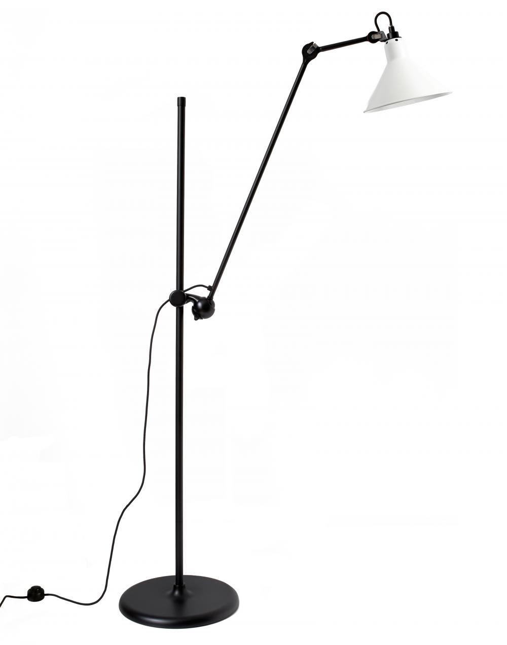 Lampe Gras 215 Floor Lamp White Shade Black Body Conical Shade