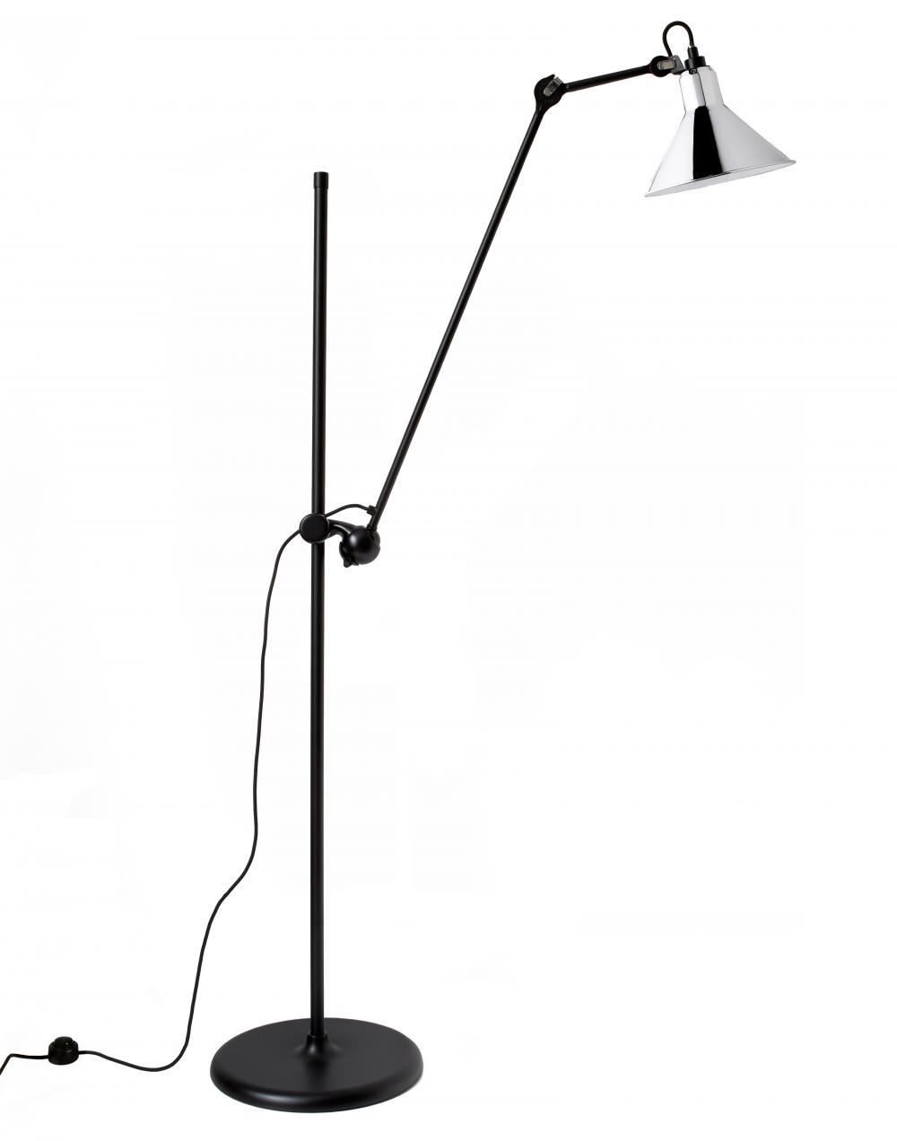 Lampe Gras 215 Floor Lamp Chrome Shade Black Body Conical Shade
