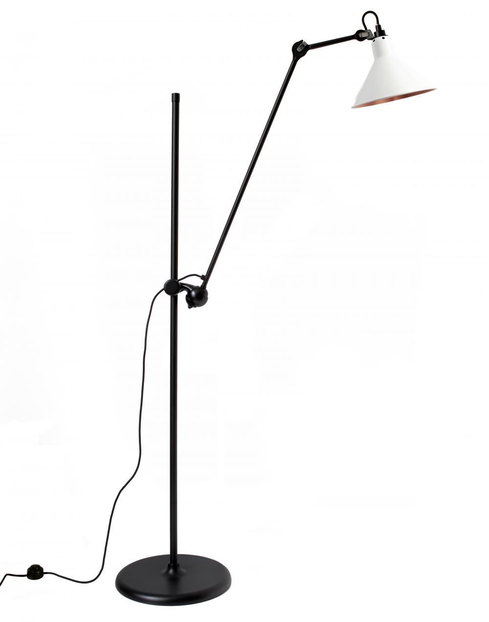 Lampe Gras 215 Floor Lamp White Shade With Copper Interior Black Body Conical Shade