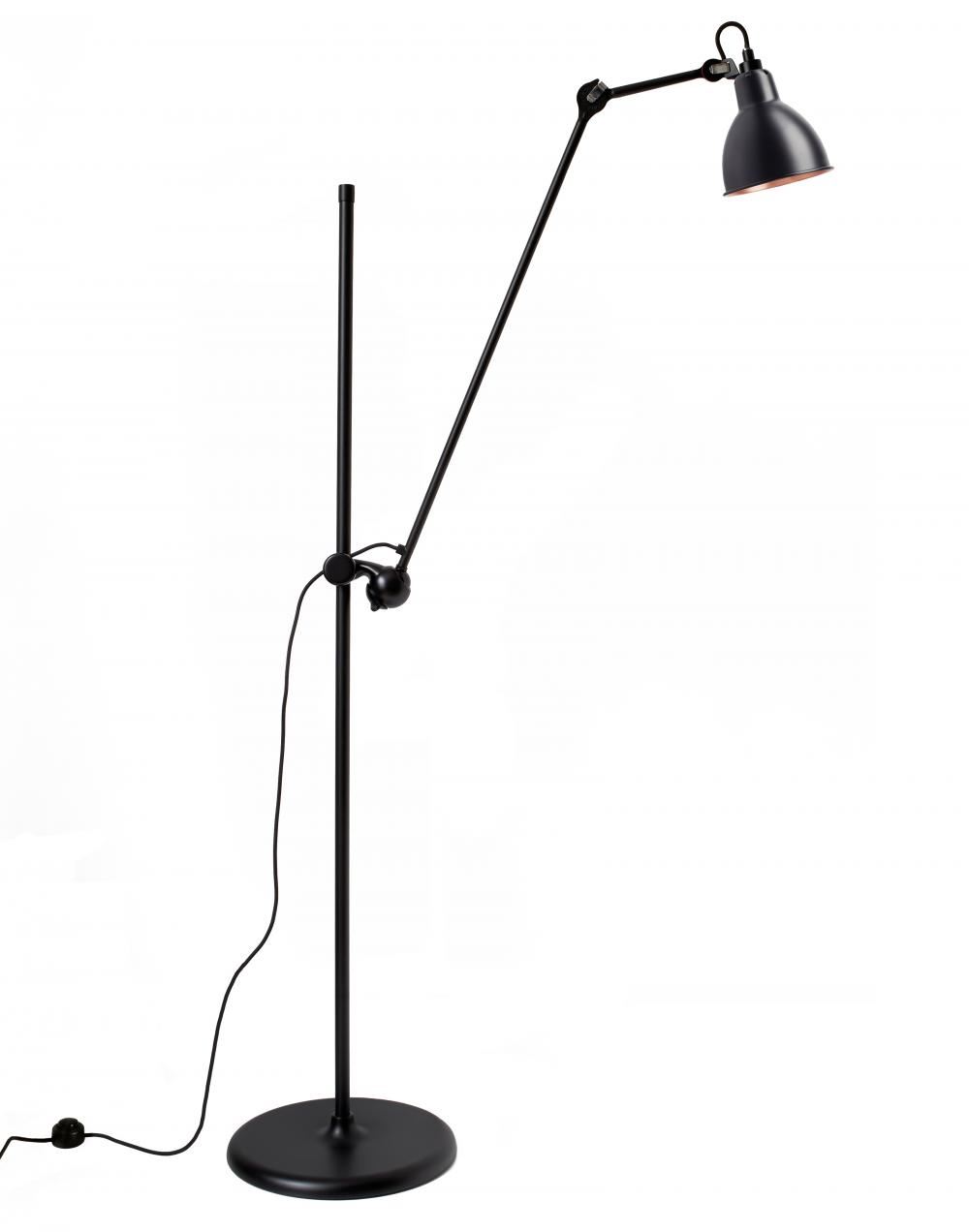 Lampe Gras 215 Floor Lamp Black Shade With Copper Interior Black Body Round Shade