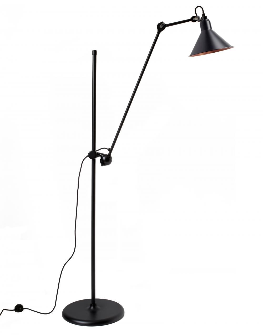 Lampe Gras 215 Floor Lamp Black Shade With Copper Interior Black Body Conical Shade