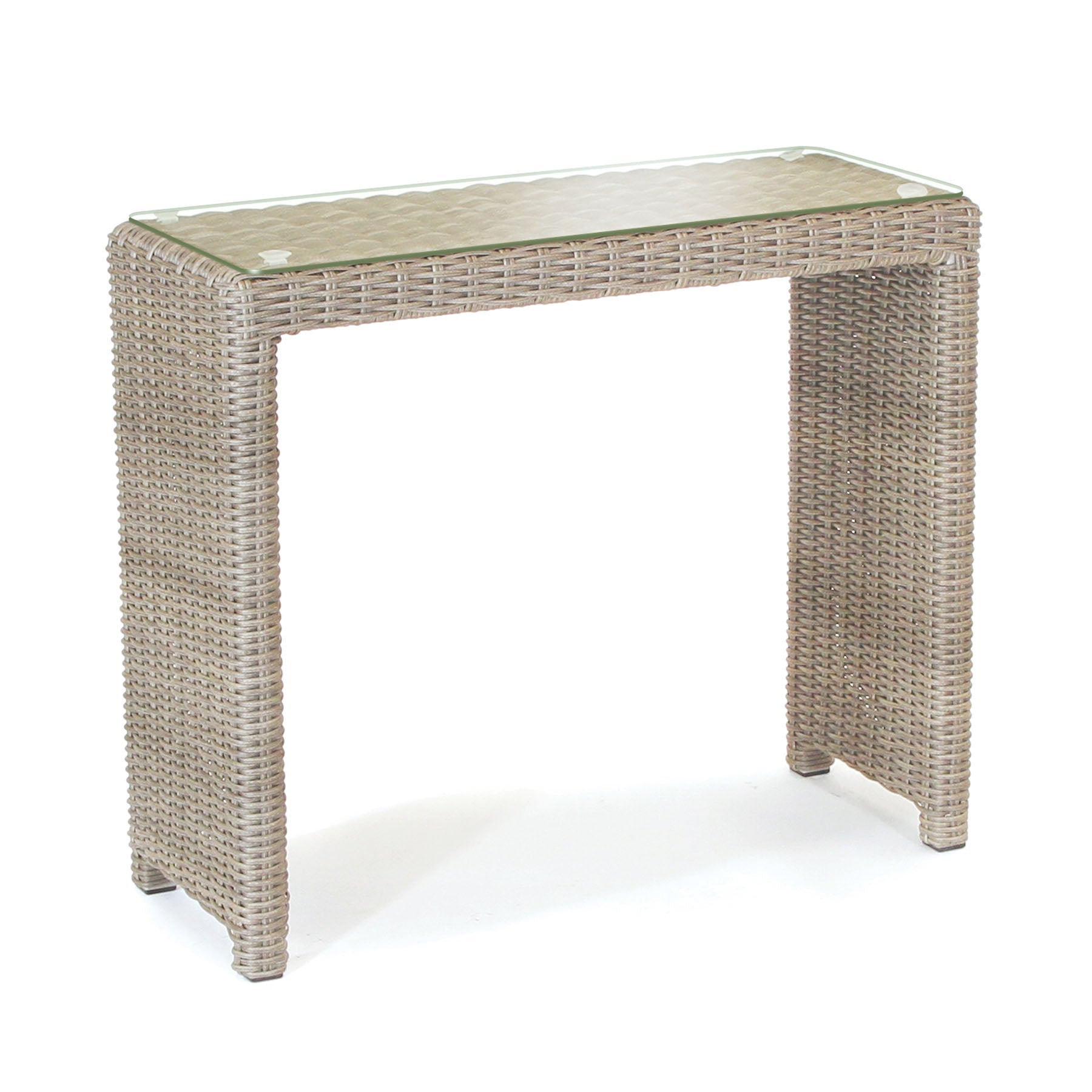 Kettler Palma Oyster Wicker Casual Dining Glass Top Side Table *Damaged Box*