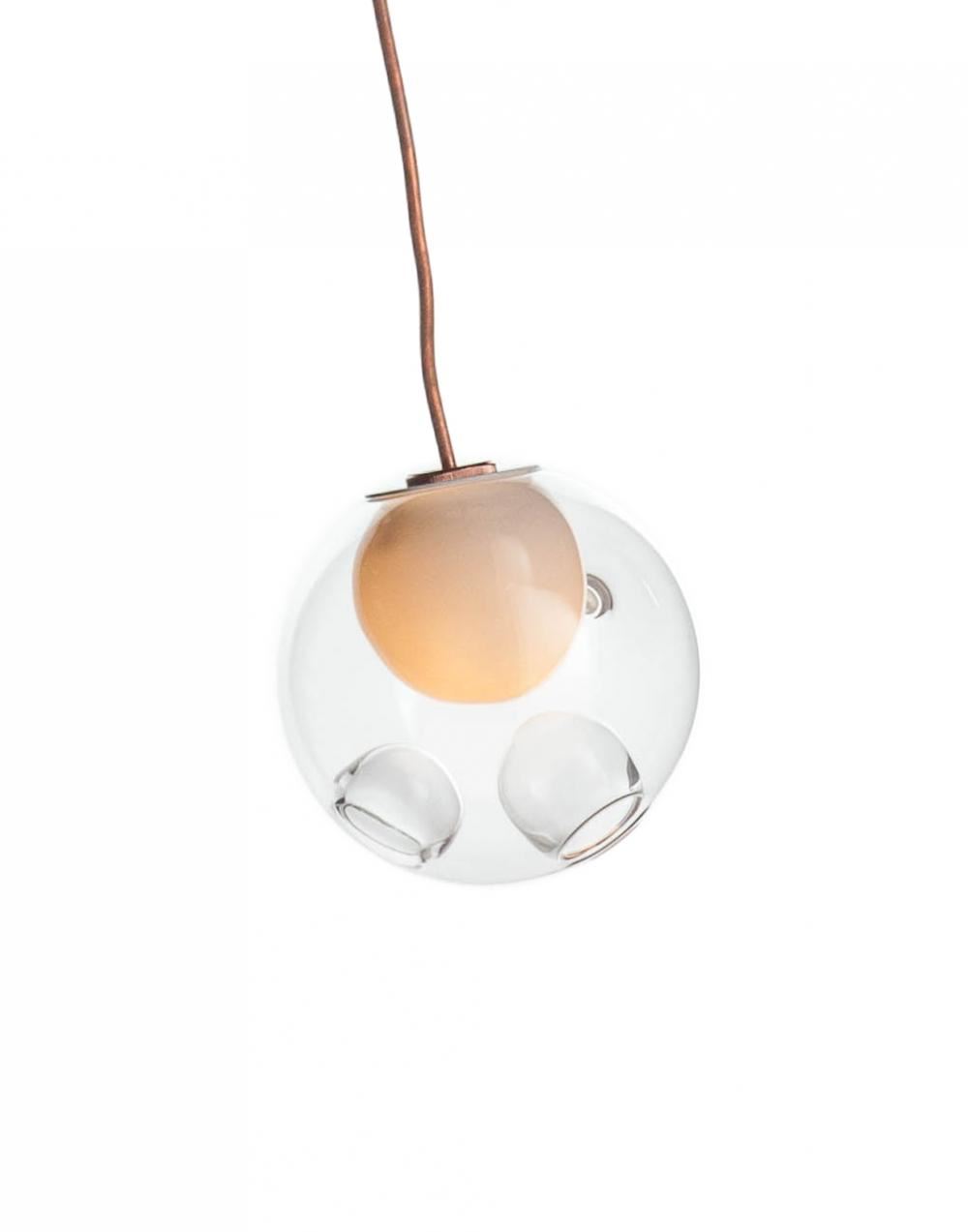 Bocci Series 28 Copper Pendant Single Deep Canopy 20w Xenon Clear Designer Pendant Lighting