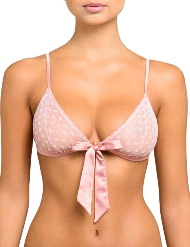 Caress your curves with elegant yet romantic lingerie by Coco De Mer's Muse Roxanne collection. This beautiful range features feminine designs with a sexy vintage flair. The Roxanne triangle bra is delicate yet supportive, featuring sheer mesh cups with a playful polka-dot print. Sensual plunging neckline highlights your cleavage and the charming satin bow adds a feminine touch. This satin shoulder straps are fully adjustable and this fabulous bra has a front closure. Pair with the matching coordinates for a beautiful ensemble.  Cute, feminine design Semi-sheer polka dot mesh Non-wired, non-padded cups Secures at the front with a concealed clasp Self-tie ribbon bow at the front Adjustable straps Matching co-ordinates available! Composition: 50% Polyester &pipe; 45% Polyester &pipe; 5% Elastane Listed in UK sizes  46196-85363-1136143 ROX-004-04 Sexy Bra