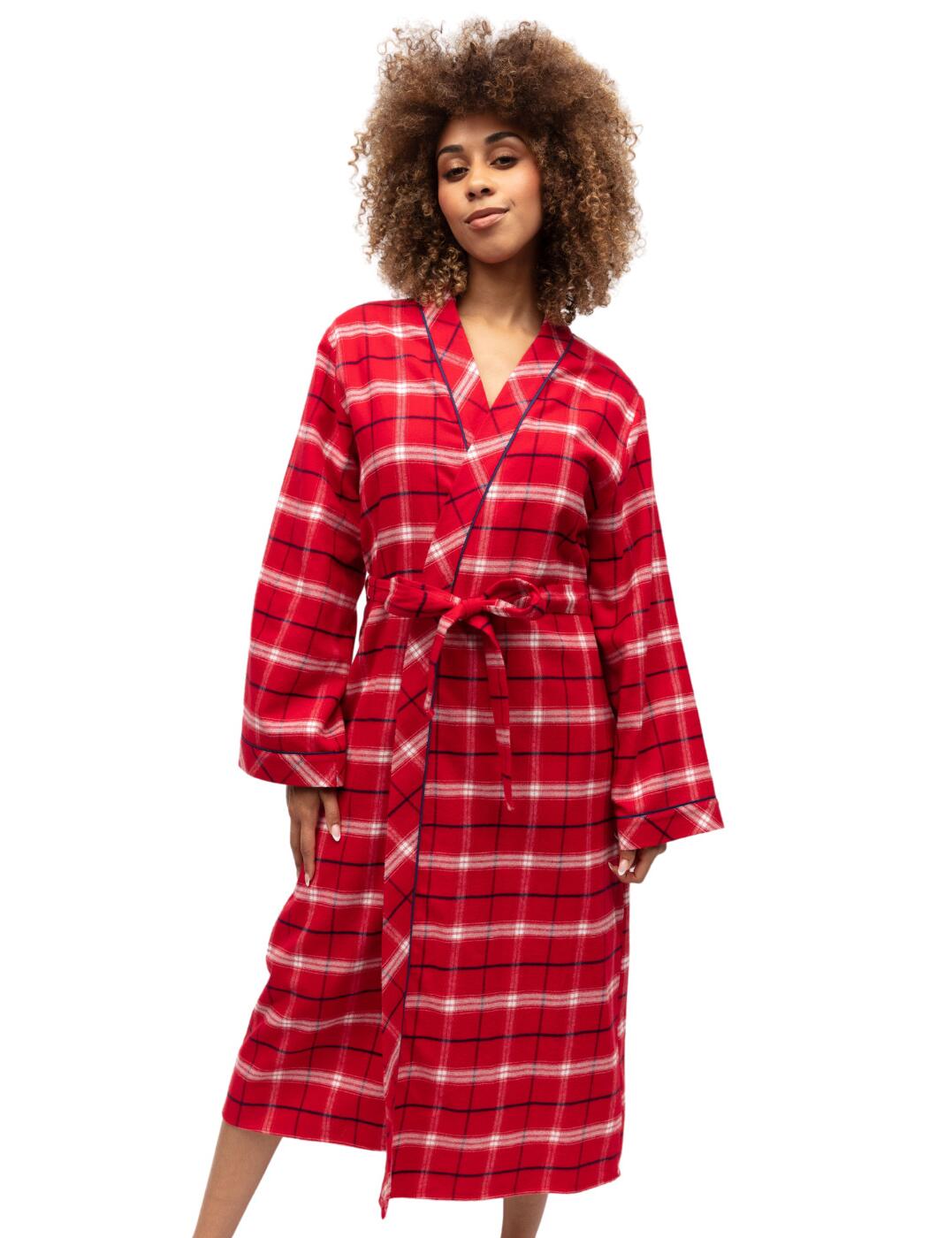Say hello to luxurious evenings in the Cyberjammies Noel dressing gown. Designed with timeless chic style in mind, this comfortable wrap-front kimono style dressing gown is the perfect choice for the ultimate bedtime or lounging chic look. Crafted from 100% brushed cotton, this gorgeous gown feels soft against the skin and keeps you feeling cosy and comfortable all evening long. A matching waist belt creates a flattering silhouette, whilst the full length sleeves and long length design means you can stay warm and draped in luxury all night. There’s also convenient side pockets, so you can keep essential items close by. For a classic coordinated look, wear with luxurious matching nightwear from the Noel collection by Cyberjammies.  Timeless chic dressing gown Comfortable wrap-front kimono style design Matching waist belt Full length sleeves Soft brushed cotton Convenient side pockets Long length design Front and back length: 120cm Country of origin: India Composition: 100% Cotton Listed in UK sizes  9885-8 9885 Dressing Gown