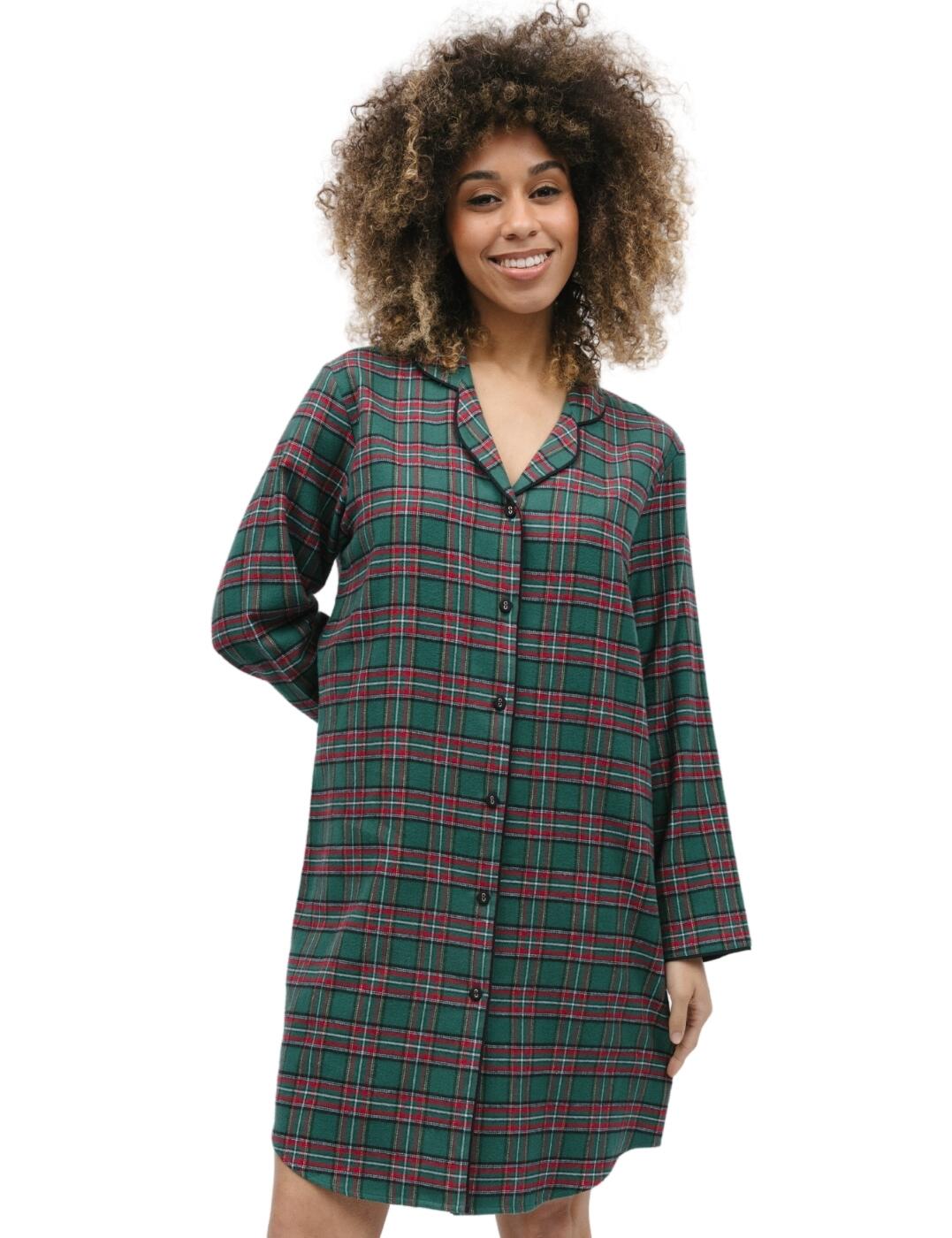 Every night can be an occasion with our Cyberjammies Whistler Night Shirt! Making getting ready for bed easy and fun, our long-sleeved nightshirt is the perfect addition to your wardrobe. The super soft material brings comfort and luxury to the classic nightshirt design. With a knee-length design, revere collar, and button front, this nightshirt will not only look stylish but will also keep you comfortable and cozy in the evenings - all it needs is your favorite pair of slippers. With Cyberjammies Whistler night shirt you will be looking as cute as you feel!  Cosy and cute! Knee-length fit Button front closure Full sleeves Revere collar Country of origin: India Composition: 100% Cotton Listed in UK sizes  9842-8 9842 Nightwear