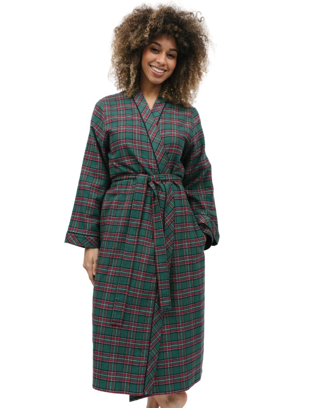 For a cosy evening, slip into the new Cyberjammies Whistler dressing gown! This luxurious and timeless style with wrap-front design is perfect for relaxing with a good book. It will keep you snug and stylish all night long! The brushed 100% cotton fabric feels soft against the skin and is fastened with a matching belt. The long length provides a modest yet stylish look and the two side pockets make it practical. And if you want the full look, matching coordinates are also available!  Full length design Self tie wrap closure Matching coordinates available Country of origin: India Composition: 100% Cotton Listed in UK sizes  9843-8 9843 Dressing Gown