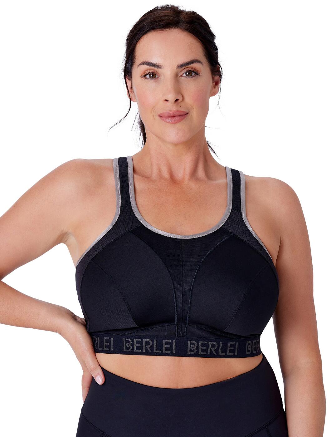 Get ready to stretch in style with the Berlei Sport sports bra this season. Featuring a full coverage, scooped neckline for security during your whole workout. The lack of wiring and padding makes this piece extremely comfortable so there won't be any pesky digging as you move. Show off your favourite sportswear brand with the Berlei logo waistband and choose which way to wear the adjustable shoulder straps. With only minimal contrasting edging, this sports bra is perfect to mix and match with all of your activewear favourites!  Sports bra Scooped neckline Full cup coverage Non-wired for comfort Non-padded for natural shape Contrasting neckline Berlei logo wide waistband Adjustable and convertible shoulder straps Easy to match with favourite sportswear Country of origin: China Composition: 64% Polyester &pipe; 28% Polyamide &pipe; 8% Elastane Listed in UK sizes  63151-108630-1442518 Y534 Sports Bra