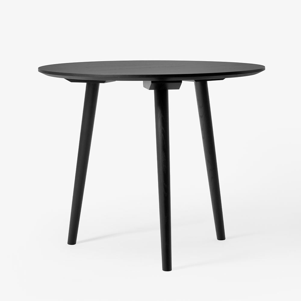 In Between Dining Table Circular Small Black Lacquered Oak
