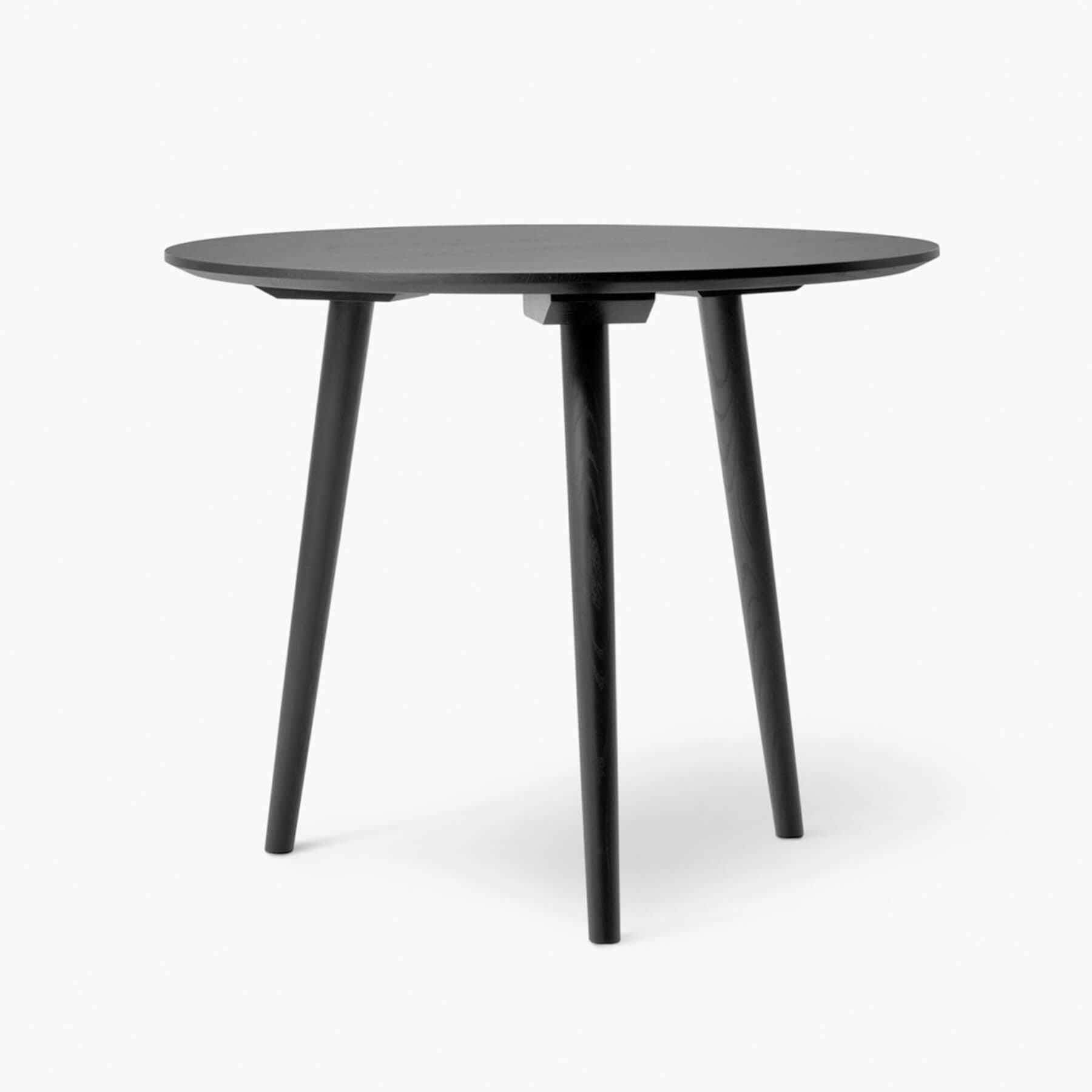 In Between Dining Table Circular Small Black Lacquered Oak