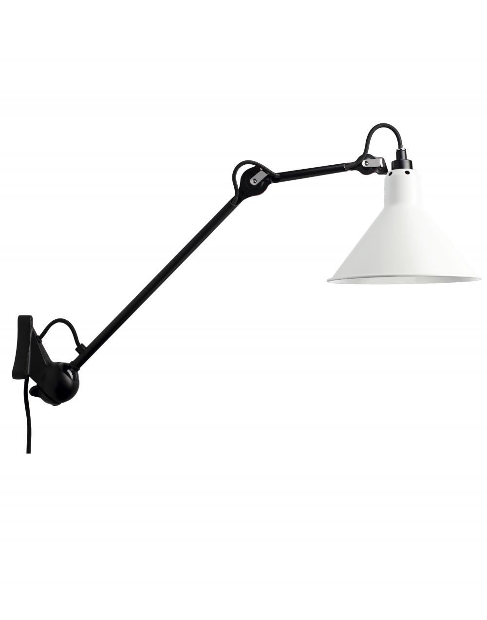 Lampe Gras 222 Wall Light Black Arm White Shade Conic Shade