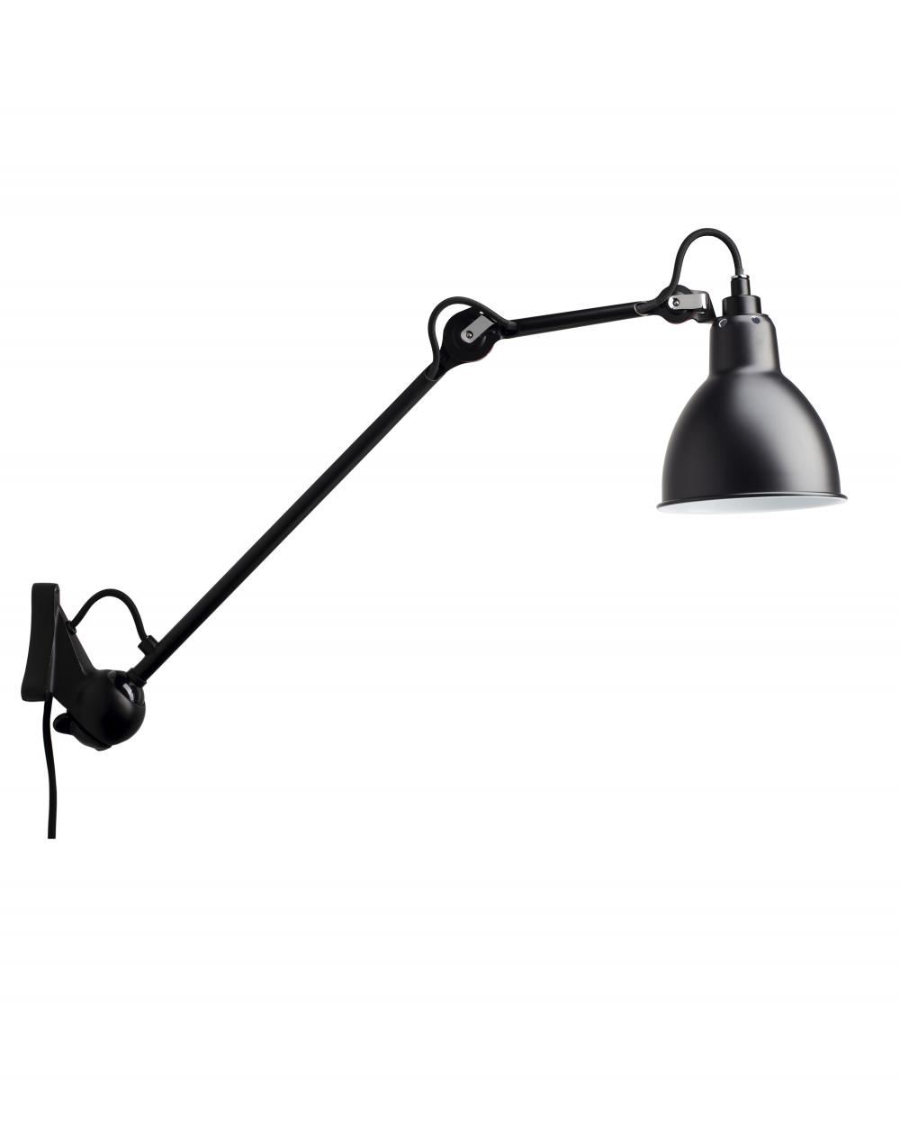 Lampe Gras 222 Wall Light Black Arm Black Shade Round Shade