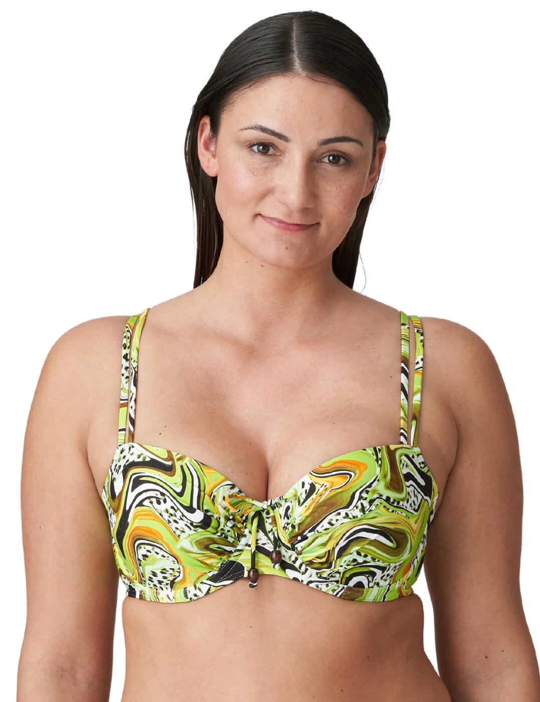 Stand out from the crowd in this luxurious and stylish balcony bikini top from Prima Donna's Jaguarau collection, guaranteed to turn heads at the beach or pool for all the right reasons! The bold, 90s-chic vibe of this piece is eye-catching and unique, not to mention flattering! The balcony neckline and subtle padding give you a fantastic bust that wonderfully compliments your figure. Underwiring, adjustable multiway straps, and a plastic clasp closure at the back offer optimum comfort, security, and an adjustable fit meaning you can enjoy the water with the utmost confidence! Pair with matching briefs from the Jaguarau range to complete the look!