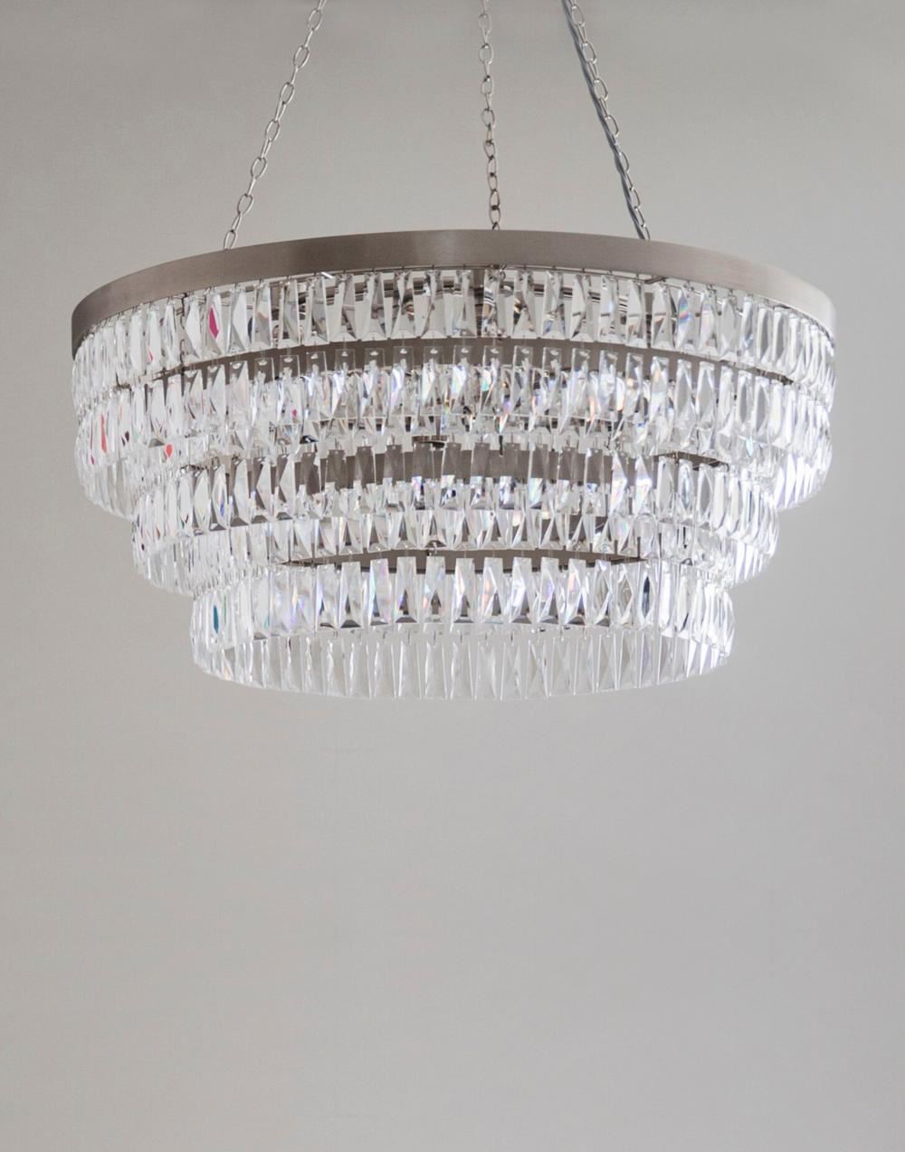 Shallow Chandelier Clear Crystal Giant Flat Nickel