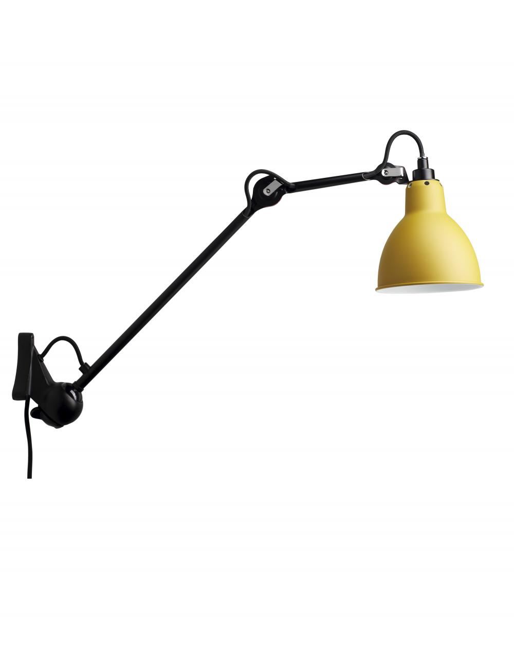 Lampe Gras 222 Wall Light Black Arm Yellow Shade Round Shade