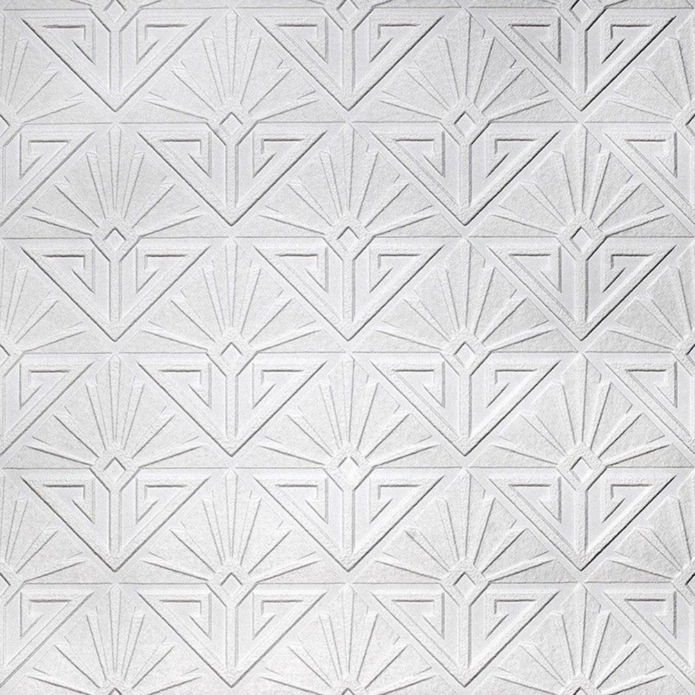 Paintable Wallpaper Deco Paradiso Textured Embossed Luxury Vinyl Anaglypta, White