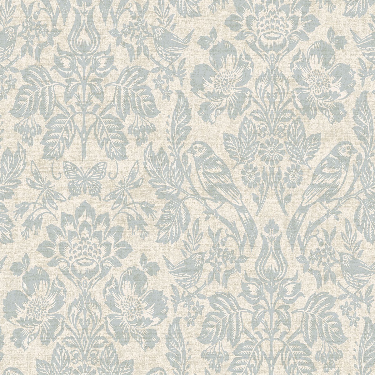 Hawthorn Meadow Textured Blown Vinyl Wallpaper Blue Holden 76000